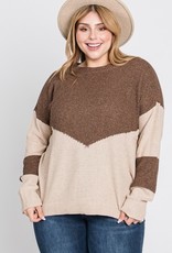 509 Broadway Plus Size Color Block L/S Sweater