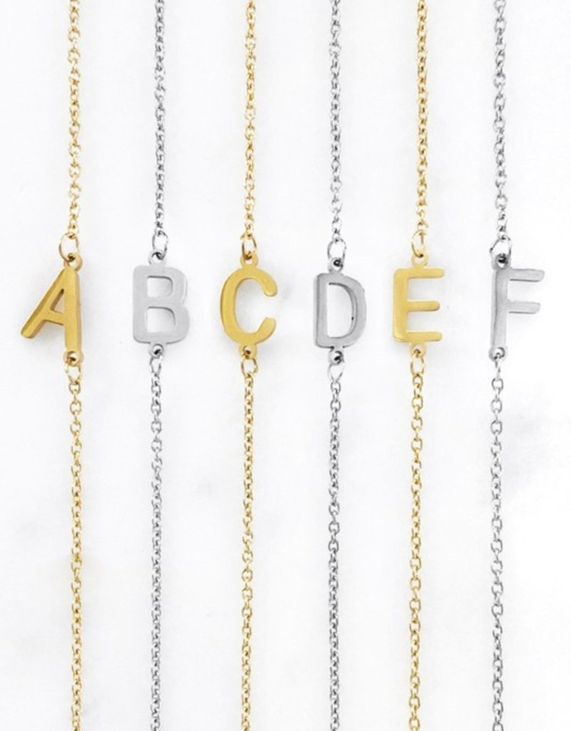 509 Broadway Dainty Sideways Initial Necklace