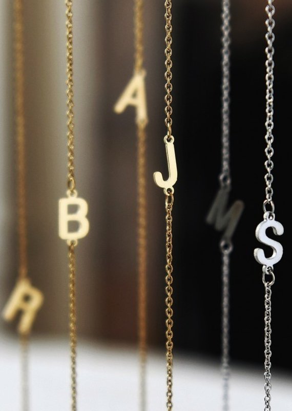 509 Broadway Dainty Sideways Initial Necklace