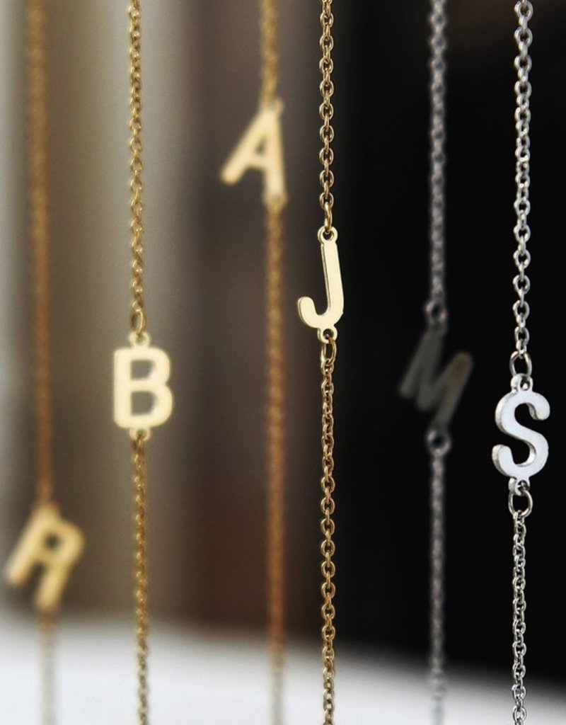 509 Broadway Dainty Sideways Initial Necklace