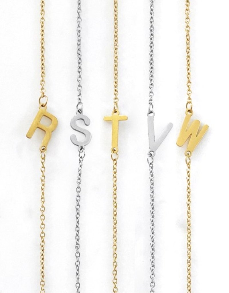 509 Broadway Dainty Sideways Initial Necklace