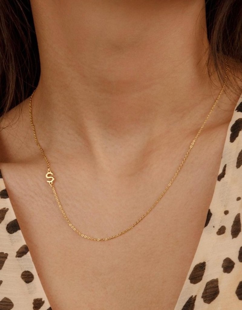 509 Broadway Dainty Sideways Initial Necklace