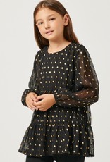 509 Broadway Girls Metallic Dot Tiered Tunic