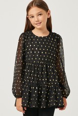 509 Broadway Girls Metallic Dot Tiered Tunic