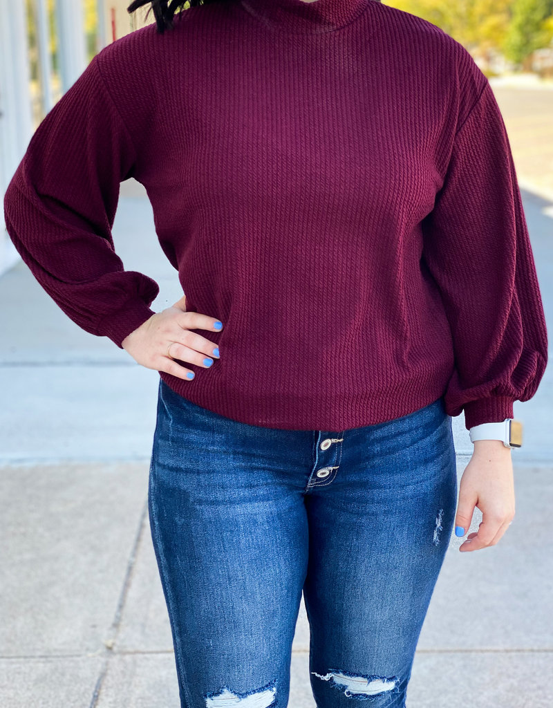 509 Broadway Textured Mock Neck Knit Sweater