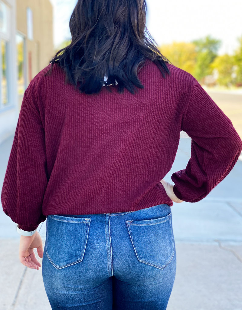 509 Broadway Textured Mock Neck Knit Sweater