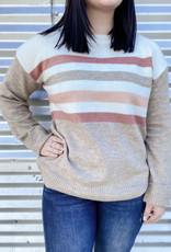 509 Broadway Color Block Stripe Pullover Sweater