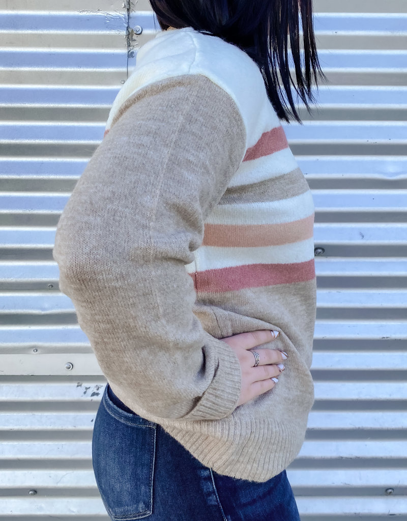 509 Broadway Color Block Stripe Pullover Sweater