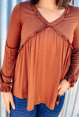 509 Broadway L/S Ruffle Detail Top