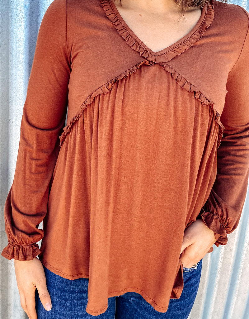 509 Broadway L/S Ruffle Detail Top