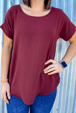 509 Broadway Scoop Neck Short Sleeve Roll Top