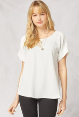 509 Broadway Scoop Neck Short Sleeve Roll Top