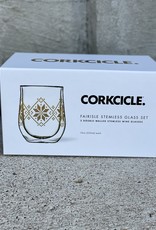 Corkcicle 12oz Stemless Gold Fairisle
