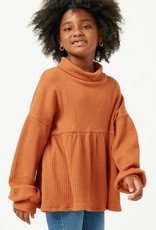 509 Broadway Girls Ribbed Mock Neck Top