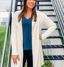 509 Broadway Drape Neck Fuzzy Open Cardigan