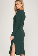 509 Broadway L/S Rib Knit Sweater Midi Dress