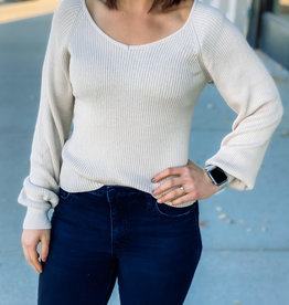 509 Broadway Long Sleeve V-Neck Knit Sweater