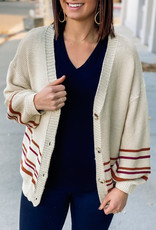 509 Broadway Striped Button Up Sweater Cardigan