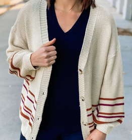 509 Broadway Striped Button Up Sweater Cardigan