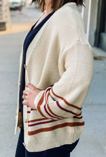 509 Broadway Striped Button Up Sweater Cardigan