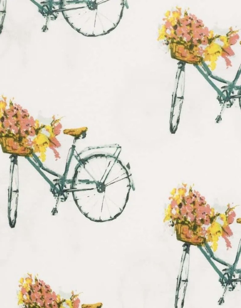 509 Broadway Bamboo Ruffle Zipper Footed Romper Floral Bicycle