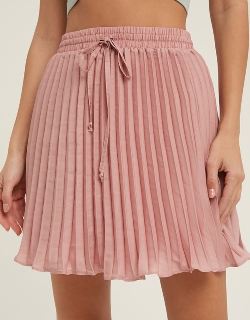 509 Broadway Satin Pleated Mini Skirt