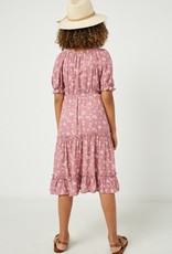 509 Broadway Girls Floral Smock Tiered Midi Dress