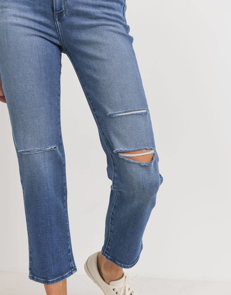 Just Black Denim Straight Leg With Knee Slits