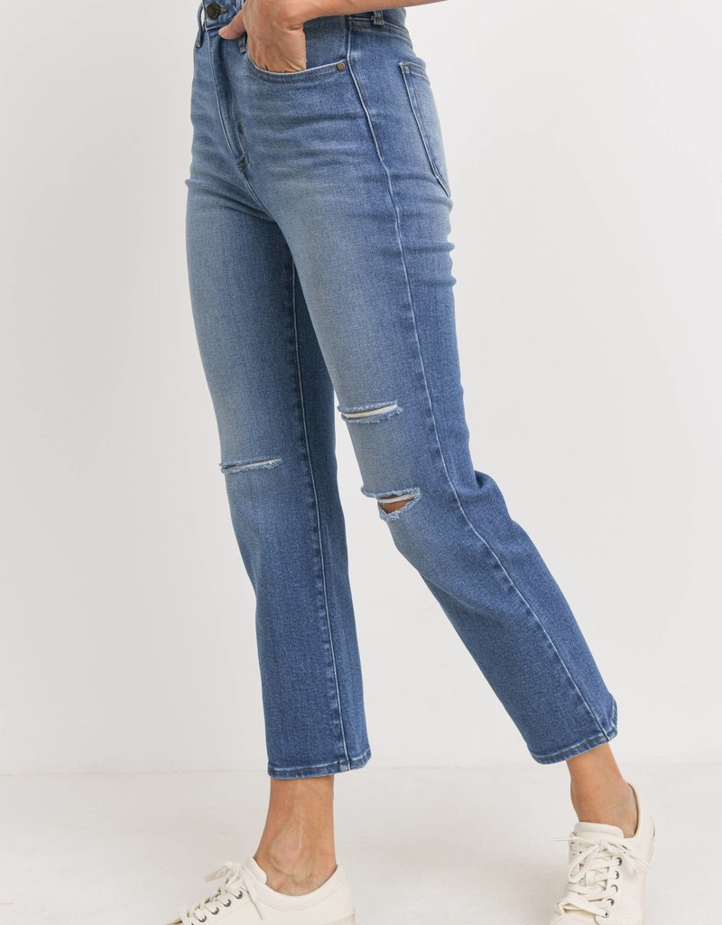 Just Black Denim Straight Leg With Knee Slits