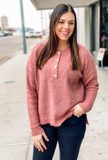 509 Broadway Oversize Henley Ribbed Sweater