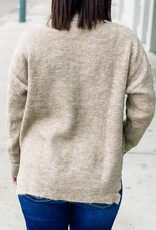 509 Broadway Oversize Henley Ribbed Sweater