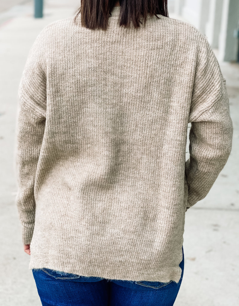 509 Broadway Oversize Henley Ribbed Sweater