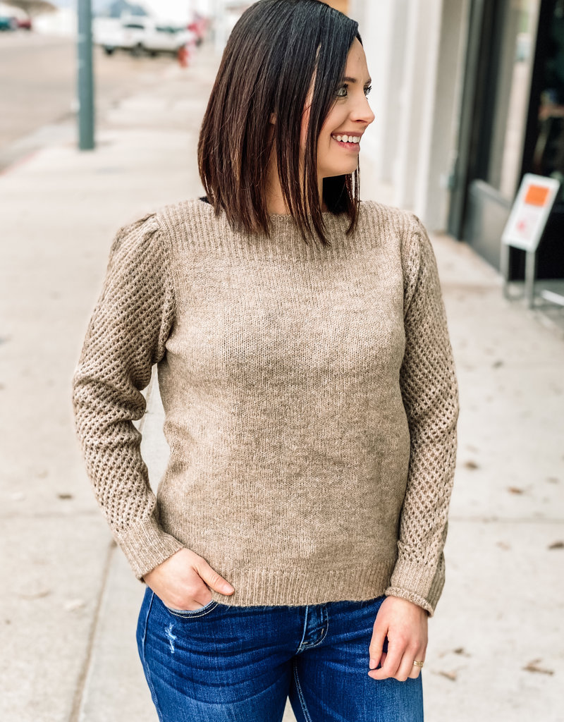 509 Broadway Pointelle Sleeve Pullover