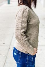 509 Broadway Pointelle Sleeve Pullover