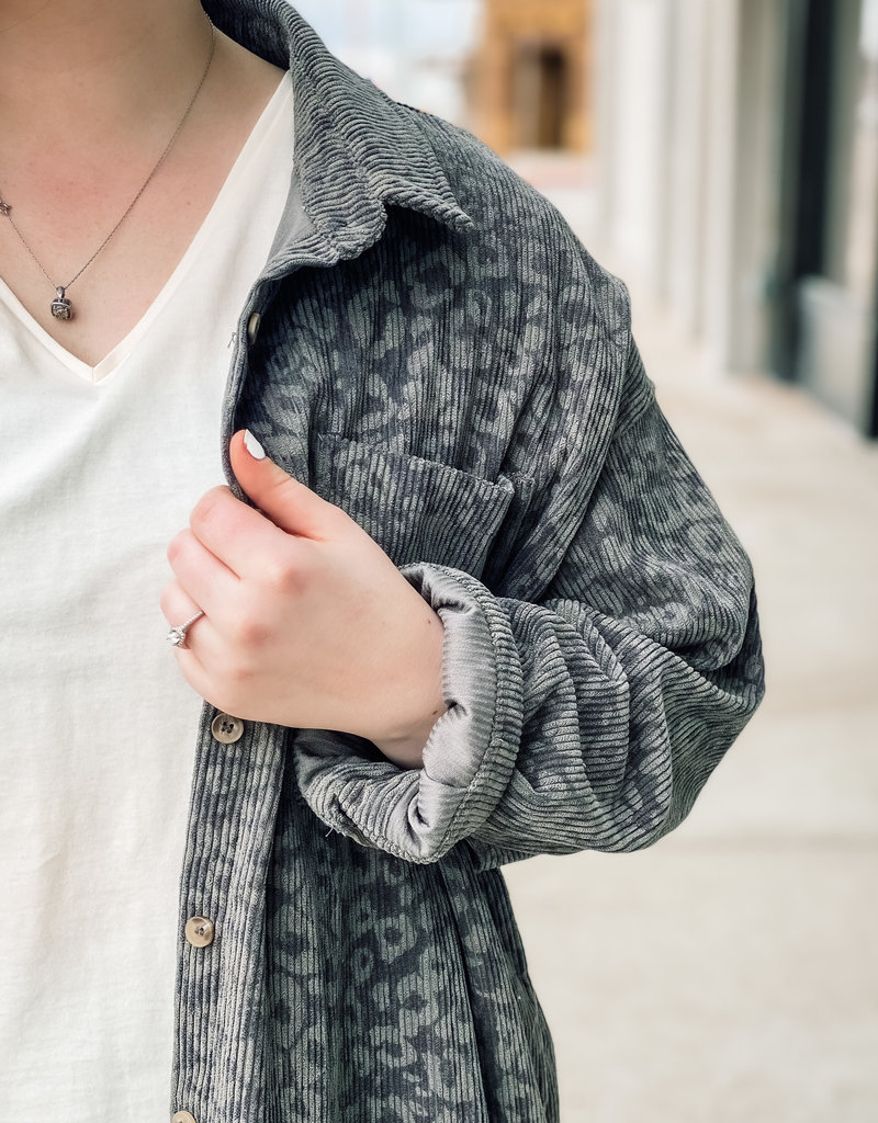 509 Broadway Leopard Corduroy Shirt