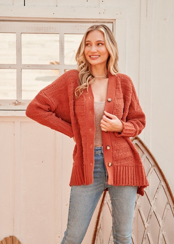 509 Broadway Oversized Cable Sweater Cardigan