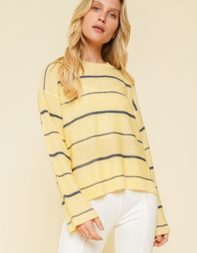 509 Broadway Pinstripe Wide Sleeve Sweater