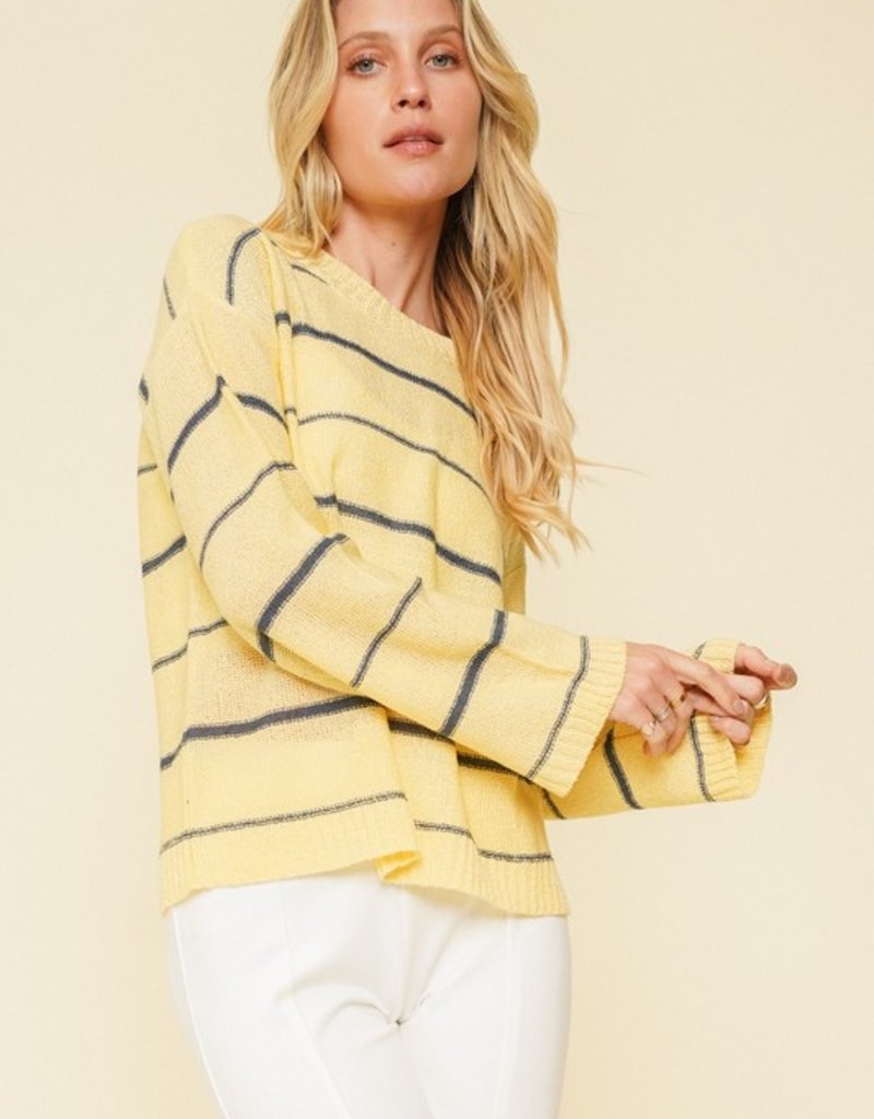 509 Broadway Pinstripe Wide Sleeve Sweater