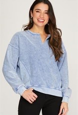 509 Broadway L/S Washed Terry Knit Top