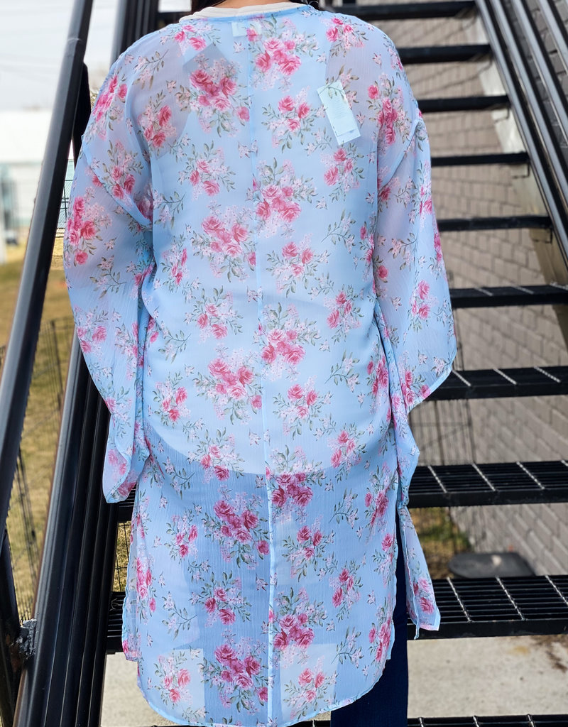 509 Broadway L/S Open Floral Print Kimono