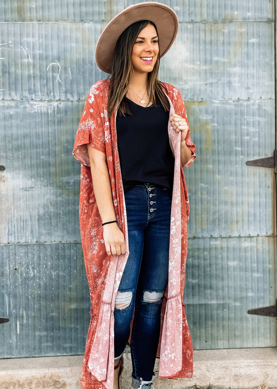 509 Broadway Floral print Long Kimono