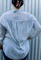 509 Broadway Lightweight Striped Button Down Shirt