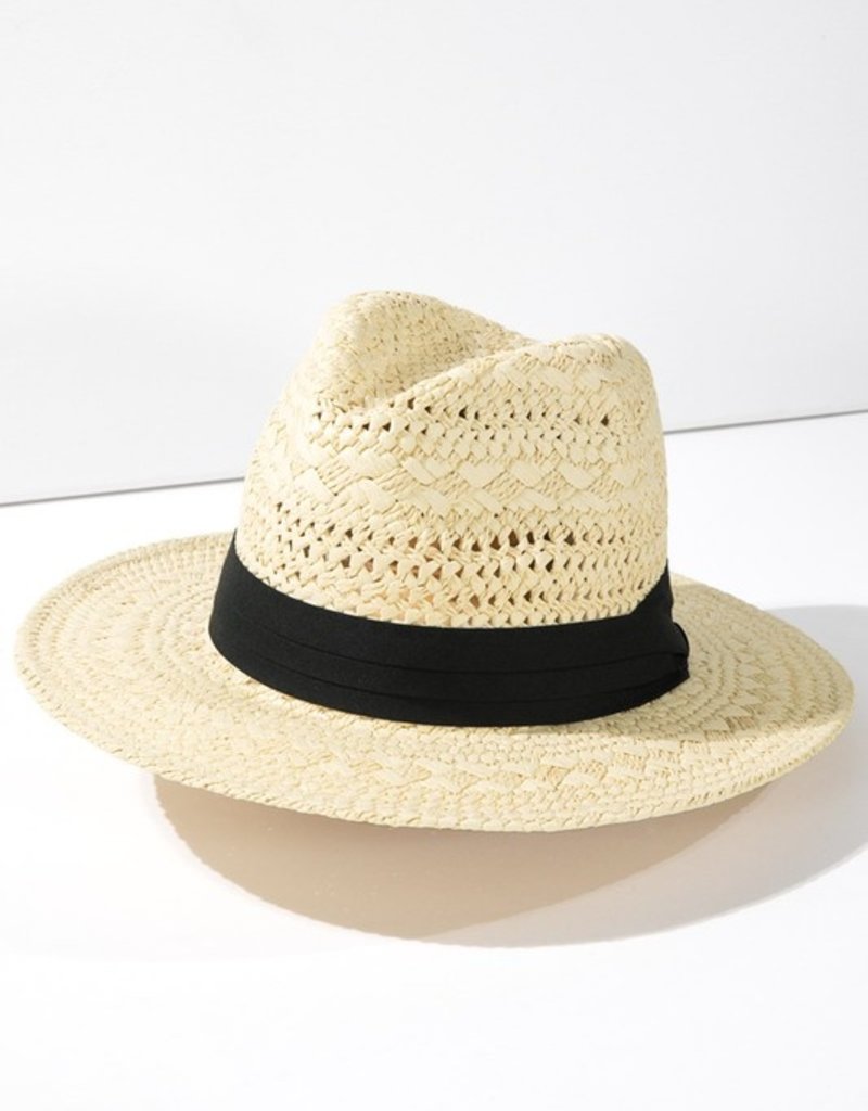 509 Broadway Panama Hat w/ Black Tucked Ribbon