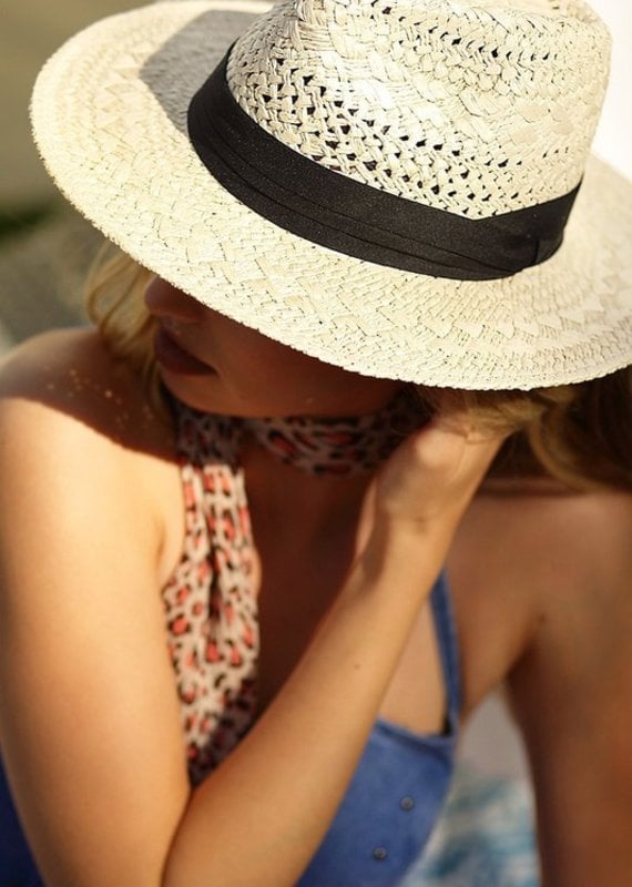 509 Broadway Panama Hat w/ Black Tucked Ribbon