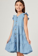 509 Broadway Girls Ruffle Button Down Tiered Dress