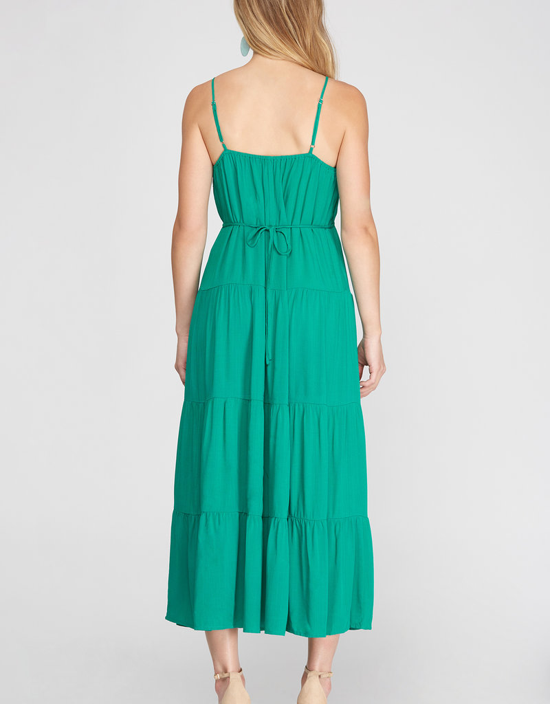509 Broadway Woven Cami Maxi Tiered Dress