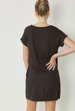 509 Broadway Solid V-Neck S/S Dress