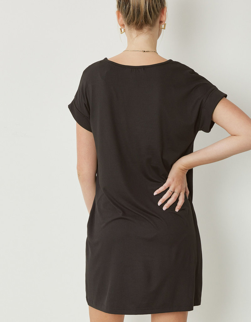 509 Broadway Solid V-Neck S/S Dress