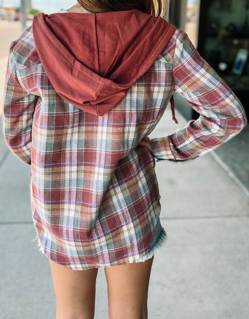 509 Broadway French Terry Plaid Button Down