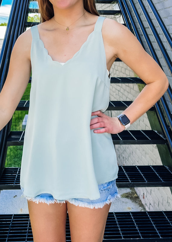 509 Broadway Scallop Strapy Top